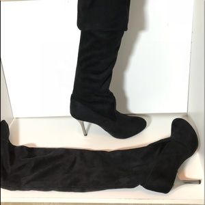 HOT!!! Foldable long black high heeled boots 7.5/8 Looks New